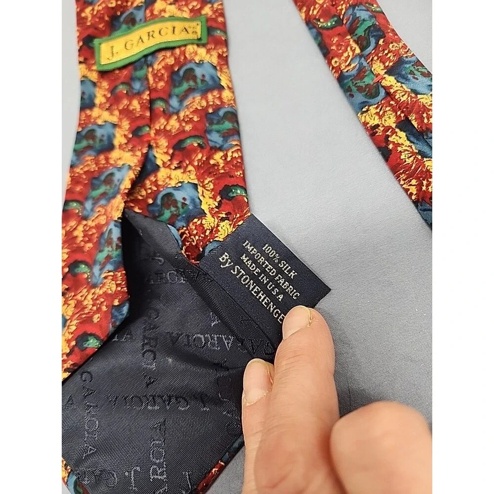 Jerry Garcia Neck Tie 100% Silk Multicolor Abstract Waves Made In The USA